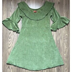 Avatar Green Ruffle Costume Dress Ruffle Collar Ruffle Bell Sleeves Sz S